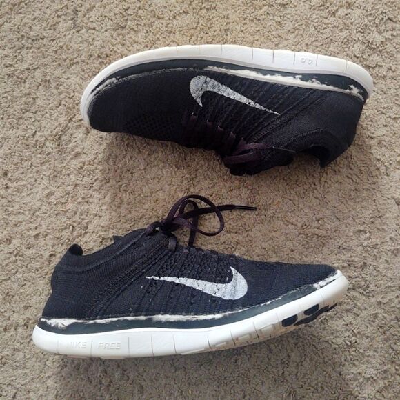 Nike Free Flyknit 4.0 Womens Sz 7.5 Black Athletic Sneakers 631050-001 PRE-OWNED - Picture 1 of 7